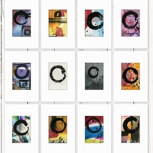 12 Enso paintings, Zen Circle abstract Original  - Enso Collection 14